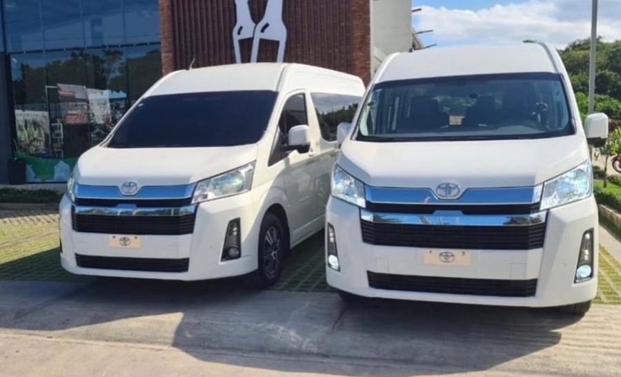 Two private Toyota minivans from the Aly Transfer Tour fleet